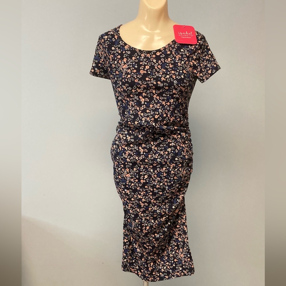 Isabel by Ingrid & Isabel maternity dress blue flowered print xs